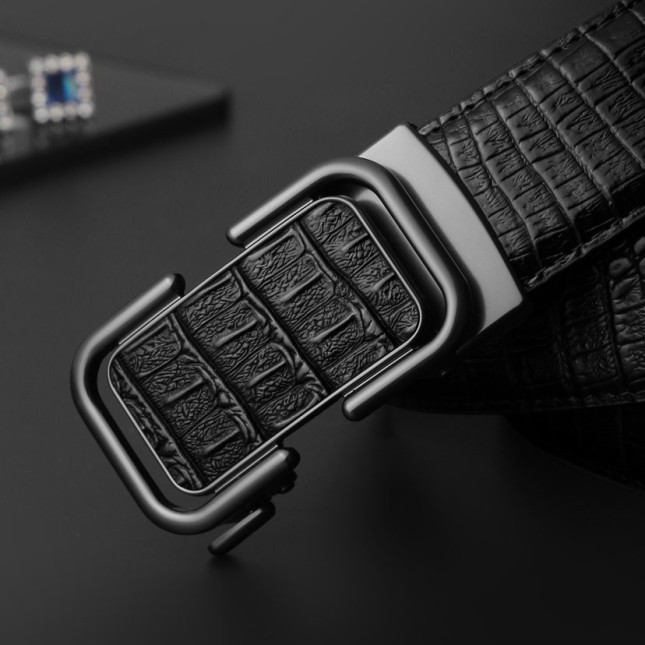 Cartelo Auto‑Lock Black Genuine Leather Belt  MPD10511